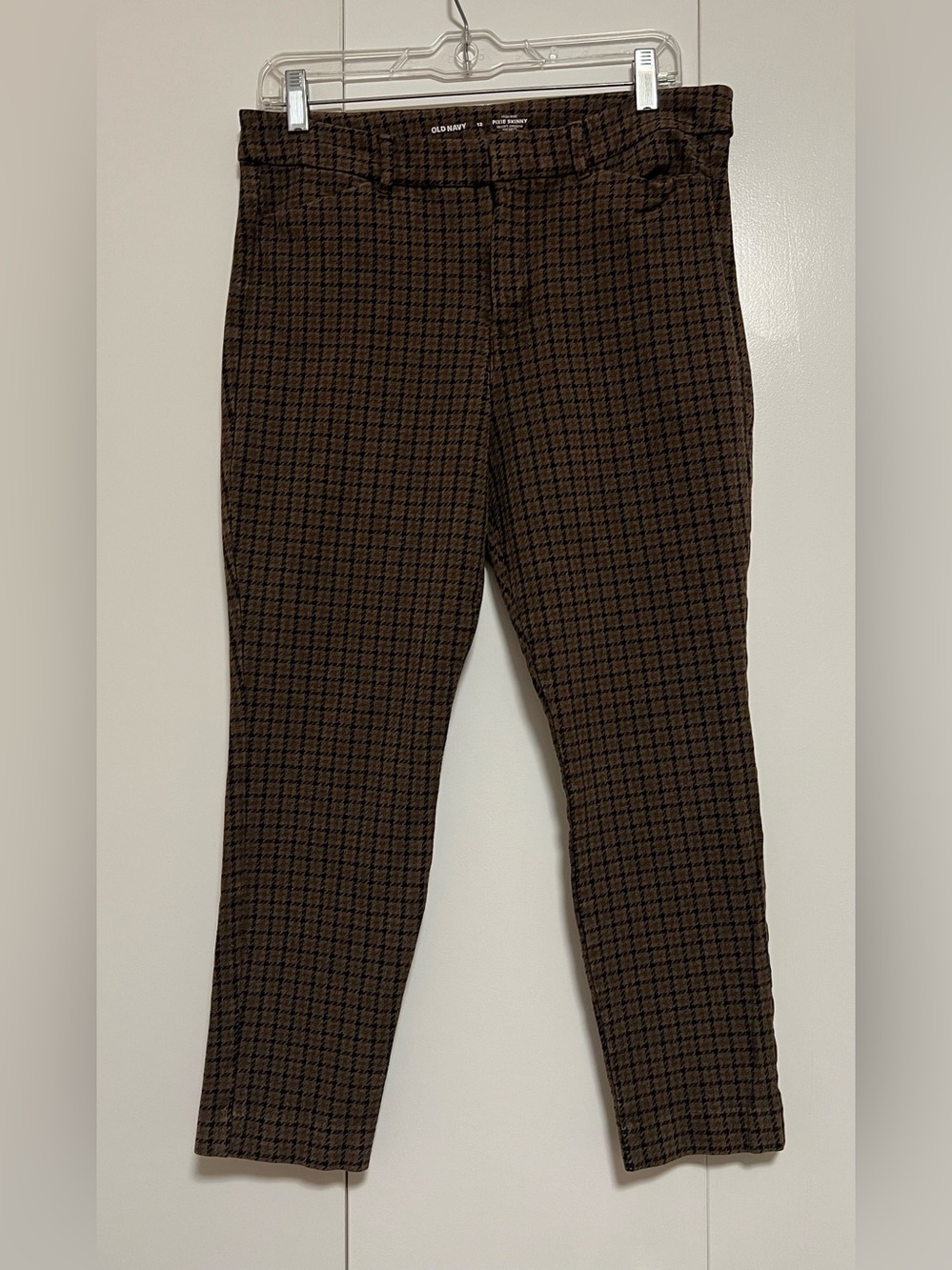 Old Navy High-Waisted Pixie Skinny Ankle Pants Size 12 Brown Gold Houndstooth